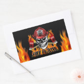 消防士スカル4および火炎の軸 長方形シール (封筒)