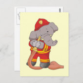 消防士ゾウTシャツとギフト ポストカード (正面/裏面)