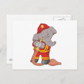 消防士ゾウTシャツとギフト ポストカード (正面/裏面)