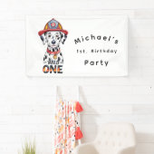 消防士ダルマチアンワイルドワン1歳のパーティー 横断幕 (インサイチュ)