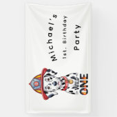 消防士ダルマチアンワイルドワン1歳のパーティー 横断幕 (縦)