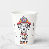 消防士ダルマチアンワイルドワン1歳のパーティー 紙コップ (正面)