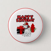 消防士ダルマティアンドッグ消火栓誕生日 缶バッジ (正面)