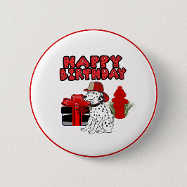 消防士ダルマティアンドッグ消火栓誕生日 缶バッジ