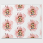 消防士テディベアーボーイ赤ベビーシャワー ラッピングペーパー (フラット)