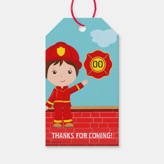 消防士テーマの誕生日パーティーのお礼の品 ギフトタグ (正面)