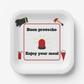 消防士テーマバイリンガル紙プレートfor Boy ペーパープレート (正面)