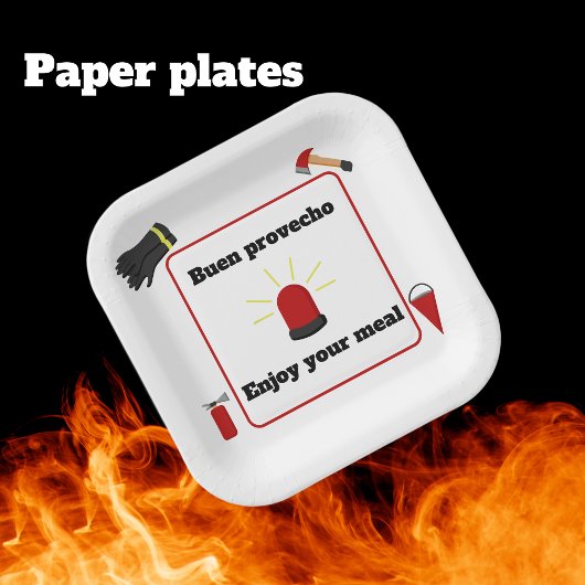 消防士テーマバイリンガル紙プレートfor Boy ペーパープレート