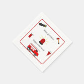 消防士テーマホワイトバイリンガル紙ナプキンス スタンダードカクテルナプキン (角)