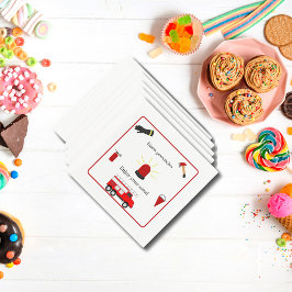 消防士テーマホワイトバイリンガル紙ナプキンス スタンダードカクテルナプキン