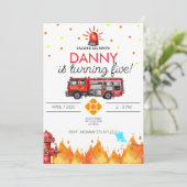 消防士テーマ誕生日招待状カード 招待状 (スタンド正面)