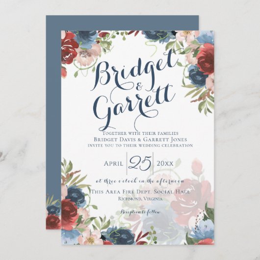 消防士デザイナーのテキストとモノグラム招待状 招待状 (正面/裏面)