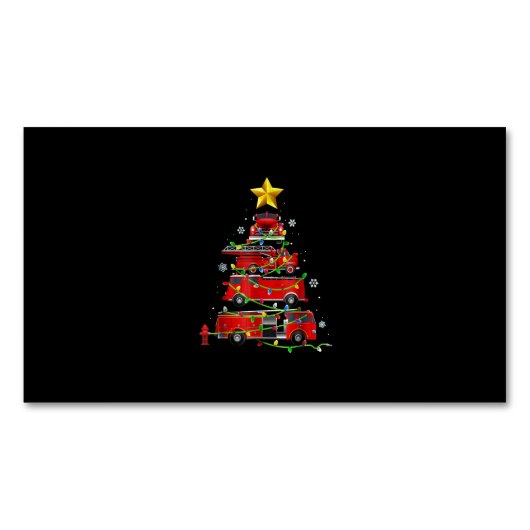 消防士トラッククリスマスツリーの男性女性 マグネット名刺 (正面)