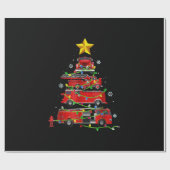 消防士トラッククリスマスツリーの男性女性 ラッピングペーパー (フラット)