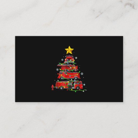 消防士トラッククリスマスツリーの男性女性 名刺 (正面)