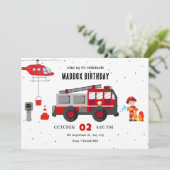 消防士トラックヘリコプターの誕生日の招待状 招待状 (スタンド正面)