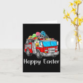 消防士トラック復活祭バニーエッグハッピーイースト カード (黄色い花)