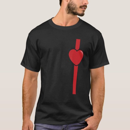 消防士ハートレッドラインValentinesデイカッコいい値リスト Tシャツ (正面)
