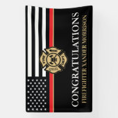 消防士バッジ赤線フラッグ消防士の卒業 横断幕 (縦)