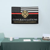 消防士バッジ赤線フラッグ消防士の卒業 横断幕 (トレードショー)