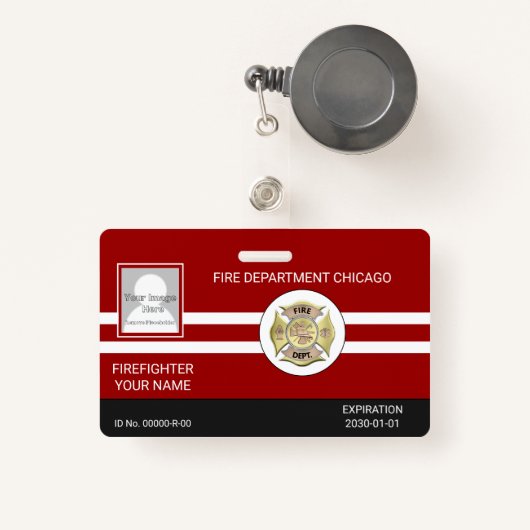 消防士バッジ バッジ (正面リトラクタブル付き)