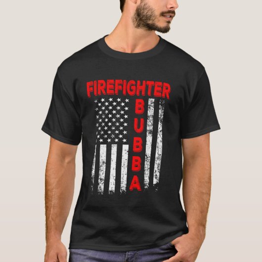 消防士ババ アメリカ国旗 父の日 ヴィ Tシャツ (正面)