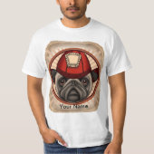消防士パグTシャツ Tシャツ (正面)