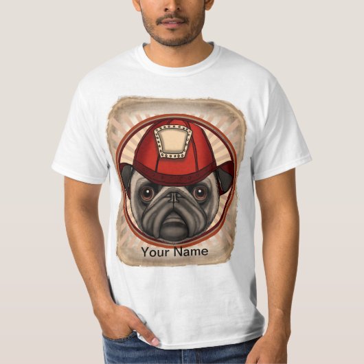 消防士パグTシャツ Tシャツ (正面)