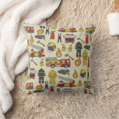 消防士パターン、消防車、救助ギア、火炎 クッション (ブランケット)