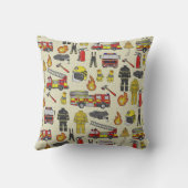 消防士パターン、消防車、救助ギア、火炎 クッション (裏面)