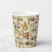 消防士パターン、消防車、救助ギア、火炎 紙コップ (左)