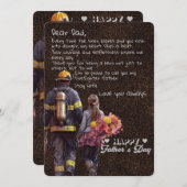 消防士パパ – 父の日父の娘 招待状 (正面/裏面)