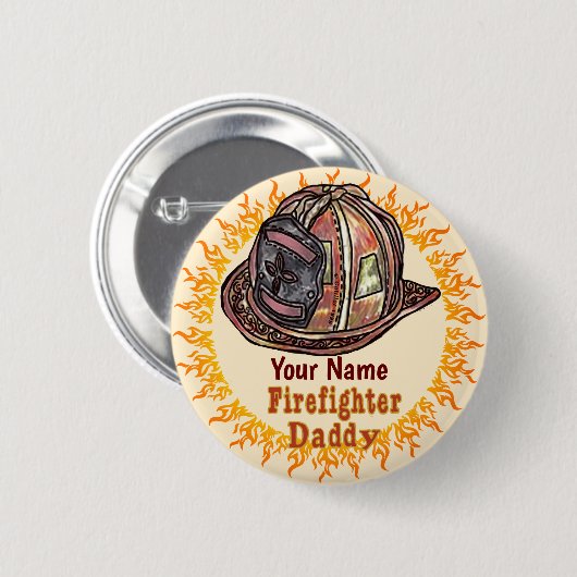 消防士パパ 缶バッジ (正面&裏面)