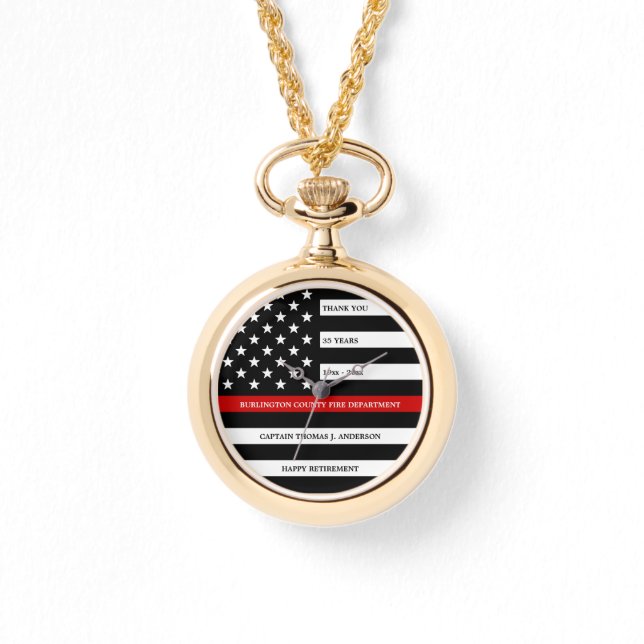 消防士パーソナライズされたの細い赤線の退職 腕時計 (正面)