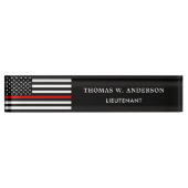消防士パーソナライズされたの細い赤線 デスクネームプレート (正面)