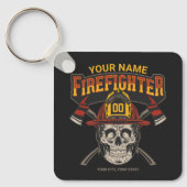 消防士パーソナライズされたスカルヘルメットAx消防士 キーホルダー (正面)