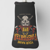 消防士パーソナライズされたスカルヘルメットAx消防士 ゴルフヘッドカバー (回転90)