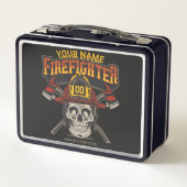 消防士パーソナライズされたスカルヘルメットAx消防士 メタルランチボックス (裏面)
