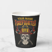 消防士パーソナライズされたスカルヘルメットAx消防士 紙コップ (正面)