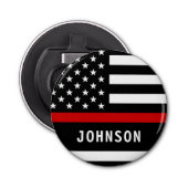 消防士パーソナライズされたモダンの細い赤線 栓抜き (正面)