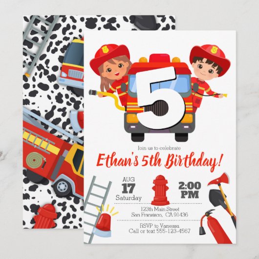 消防士パーティー招待状 招待状 (正面/裏面)
