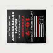 消防士パーティー薄い赤線ハッピーリタイア タペストリー (正面(横))