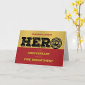 消防士ヒーロー従業員記念日 カード (黄色い花)