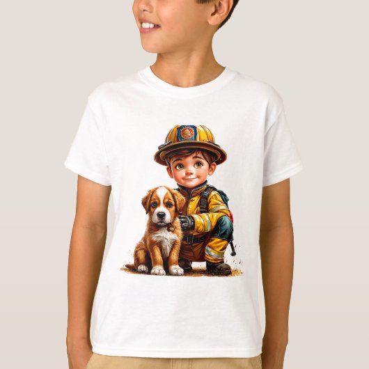 👨🚒消防士ヒーロー犬レスキューギフト🚒 Tシャツ (正面)
