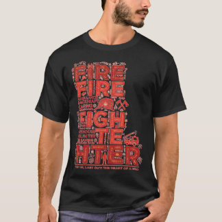 消防士ヒーロー的ワードアートタイポグラフィーデザイン Tシャツ