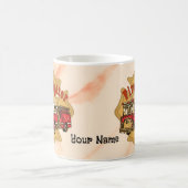 消防士ファイアトラックカスタムの消防士のマグ コーヒーマグカップ (中央)