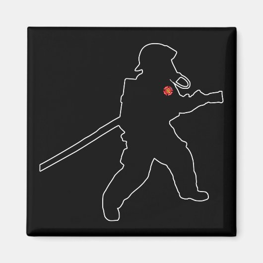 消防士ファイアヒーローファイアレスキューシルエット マグネット (正面)