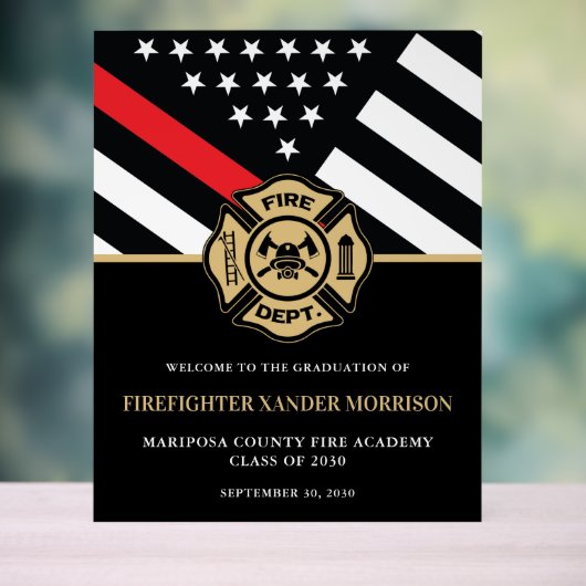 消防士ファイアマン卒業パーティーへようこそ アクリルサイン (ニュートラル)