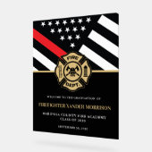 消防士ファイアマン卒業パーティーへようこそ アクリルサイン (傾斜)