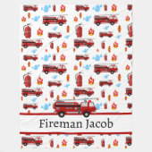 消防士ファイアーファイターファイアーマンファイアートラック フリースブランケット (正面)